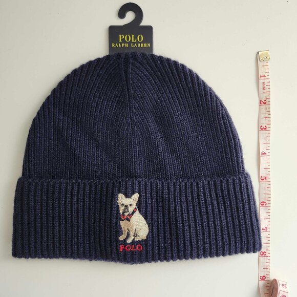[NWT] Polo Ralph Lauren Embroidered Frenchie French Bulldog Knit Beanie Hat OSFA - Picture 6 of 9